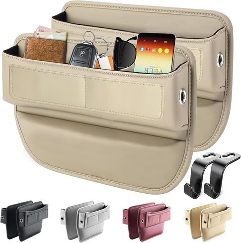 منظم حشو فجوات مقعد السيارة، منظم مقعد السيارة الأمامي ومنظم فجوات المقعد، منظم مقعد السيارة قابل للتعديل ملحقات السيارة للهواتف والنظارات والمفاتيح والبطاقات (أسود، عبوتان) in Kuwait