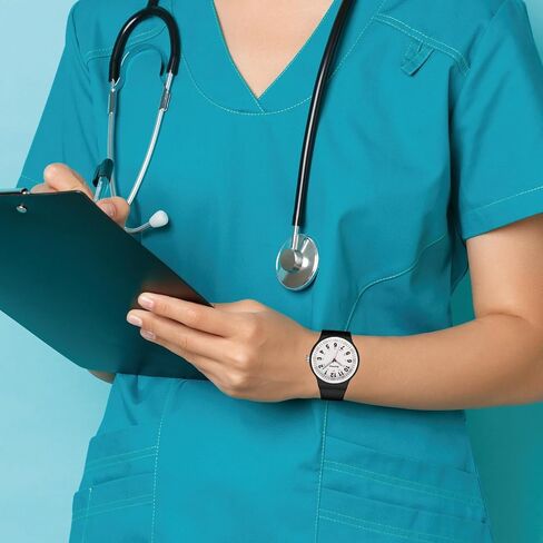 RioFoior Waterproof Analog Unisex Nurse Watch for Nurses,Nursing Students,Medical Professionals,Women,Men with Easy to Read Military Time Dials,Second Hand and 24 Hour,Soft Breathable Silicone Band. in Saudi Arabia