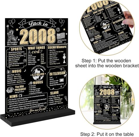 Black Gold 60th Birthday Decorations Back in 1963 Table Sign for Men Women, Two-sided Vintage 60 Birthday Wooden Poster with Stand Party Supplies, 60 Year Old Bday Display Holder Decor for Table Decor in Kuwait