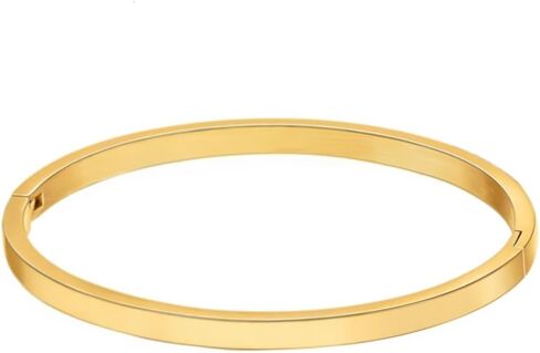Berné Gold Bangle Bracelet - Gold-Plated Stainless Steel, East-to-Use Clasp, 4mm Wide Bracelet for Women in Kuwait