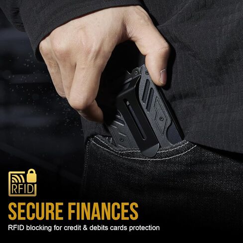 1TG Tactical Money Clip, Slim Wallet for Men, Minimalist Credit Card Holder with RFID Blocking,ID Card Badge Holder Versatile Front Pocket Wallet Cash Orgnizer for Men, Gray in Saudi Arabia