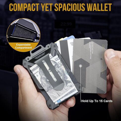 1TG Tactical Money Clip, Slim Wallet for Men, Minimalist Credit Card Holder with RFID Blocking,ID Card Badge Holder Versatile Front Pocket Wallet Cash Orgnizer for Men, Gray in Saudi Arabia