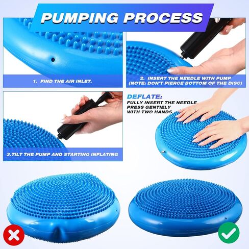 Leitee 10 Pcs Inflated Wobble Cushion Balance Disc Wiggle Seat with Needle Pump Sensory Balance Cushion for Exercise Fitness Yoga Strengthen Core Stability Physical Therapy Home School in Kuwait