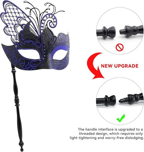 Coddsmz زوجين تنكر قناع فراشة قناع البندقية أقنعة ماردي غرا هالوين زي قناع تأثيري حفلة الكرة قناع معدني in Kuwait