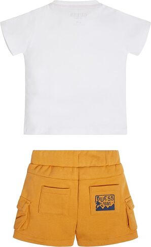 GUESS baby-boys Short Sleeve Organic Cotton Striped Tee and French Terry Shorts in Saudi Arabia