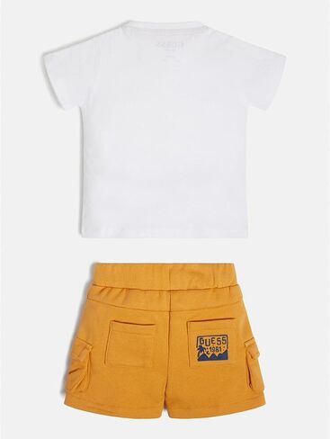 GUESS baby-boys Short Sleeve Organic Cotton Striped Tee and French Terry Shorts in Saudi Arabia