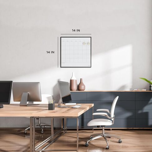U Brands Magnetic Dry Erase Wall Calendar Board, 14"x14", Black Metal Frame, includes Magnets and Marker in Saudi Arabia