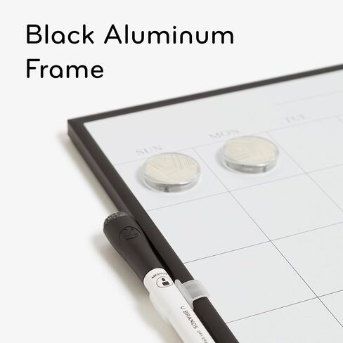U Brands Magnetic Dry Erase Wall Calendar Board, 14"x14", Black Metal Frame, includes Magnets and Marker in Saudi Arabia