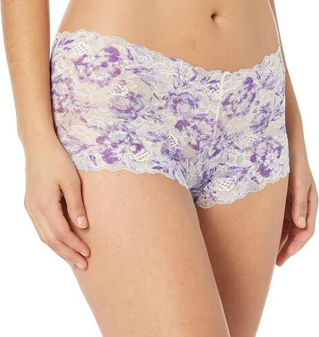 Maidenform Women's Sexy Must Haves Lace Cheeky Boyshort Panty, DMCLBSL, Floral Layers Black, 6 in Saudi Arabia