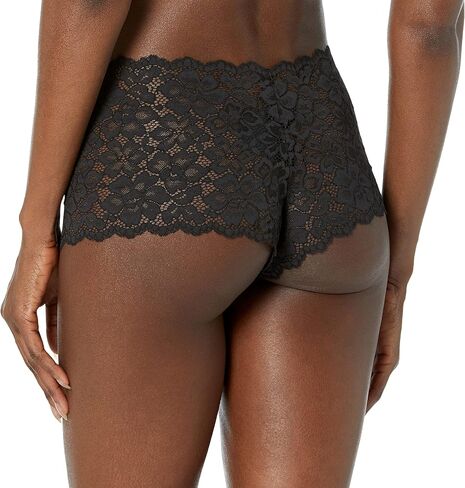 Maidenform Women's Sexy Must Haves Lace Cheeky Boyshort Panty, DMCLBSL, Floral Layers Black, 6 in Saudi Arabia