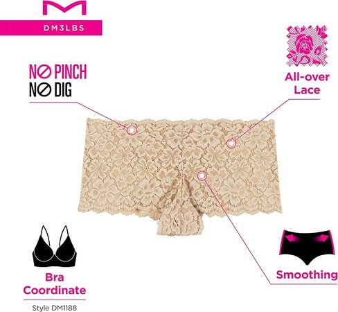 Maidenform Women's Sexy Must Haves Lace Cheeky Boyshort Panty, DMCLBSL, Floral Layers Black, 6 in Saudi Arabia