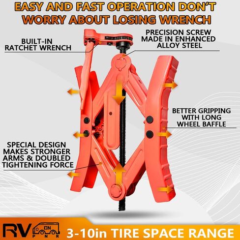 Camper Wheel Chock Stabilizers,RV Heavy Duty Tire Chock Stabilizers,Travel Trailers Wheel Chock Scissor 2 Sets with Built-in Wrench, Tire Locking Chocks Accessories，Black in Saudi Arabia