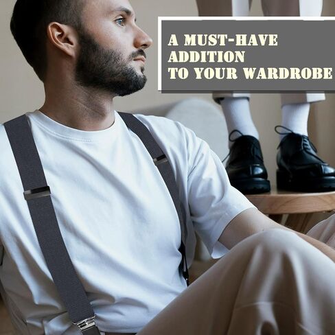 L04AYABY حمالات رجالي بمشابك شديدة التحمل حمالات تزلج للرجال كبيرة وطويلة X-Back 2 بوصة حمالات حزام أدوات للنساء in Kuwait