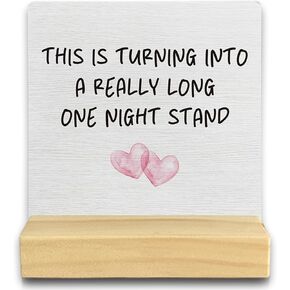 QASHWEY I Love You More the End I Win Wood Plaque Sign Desk Decor,Gifts for Girlfriend Boyfriend,I Love You Gifts for Him Her,Romantic Wood Plaque Sign Desk Decor with Wooden Stand for Home Office