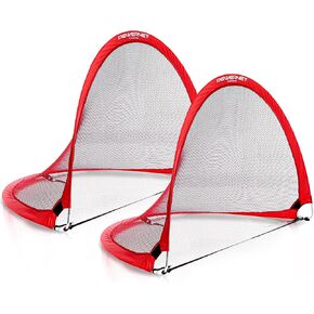 PowerNet Popup Soccer Goals Portable Net, 2 Goals with Carrying Bag, Durable Lightweight Frame, Quick Setup Easy Folding Storage, Multiple Sizes