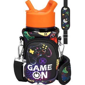 Water Bottle Carrier with Strap Cartoon Water Bottle Bags Holder for Kids Boys Girls Neoprene Insulated Bottle Bag for 10/12/14/16/18Oz Stainless Steel Glass Bottles Sleeve, Airplane Raccoon in Kuwait