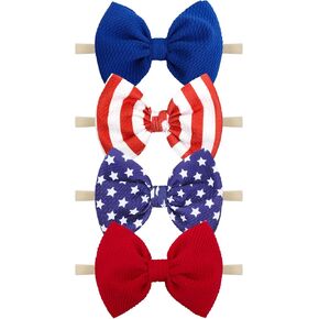 YanJie 4.5'' Baby Girls Nylon Football Basketball Sports Print Bow Headbands Handmade Hair Bows Hairbands Hair Accessories for Newborn Infant Toddlers Kids 4Pcs