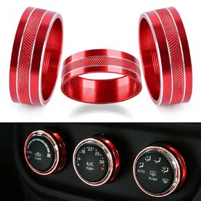 Blue Auto Air Conditioner AC Climate Control Knob Button Cover Twist Switch Decal Trim Aluminum Ring Accessories Compatible with Jeep Wrangler JK JKU 2011-2018 and Dodge Challenger 2008-2014