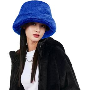Fuzzy Bucket Hat Womens Fashion Camo Furry Faux Fur Winter Hat Men Wide Brim Plush Warm Fisherman Cap Cute Fluffy Bucket Hats