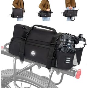 QYCHHJ Bike Pannier Bag 10L Bike Bags for Bicycles Rear Rack, All-Round Reflective Bike Rack Bag with Water-Resistant Zippers Bike Trunk Bag with Side Pockets for Bike Accessories