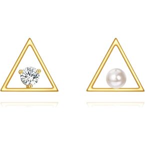 14k Real Gold Stud Earrings for Women Dainty Flower Celtic Moon Mountain Earrings Mothers Day Birthday Jewelry Gifts for Women Teen Girls