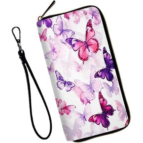 Mxfdegf Wristlet Wallet for Women Teen Girls RFID Blocking Credit Card Holder with Removable Wristlet, Leather Phone Wallet Clutch Large Capacity Ladies Travel Purse-Dream Catcher Wolf