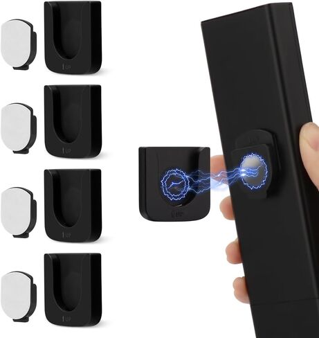 WALLFID Magnetic Remote Control Holder Wall Mount, Innovative Slot Design for Effortless Organization of Home, Office, and School Supplies - Organize and Fix Remotes with Ease (Black, 2 pack) in Saudi Arabia