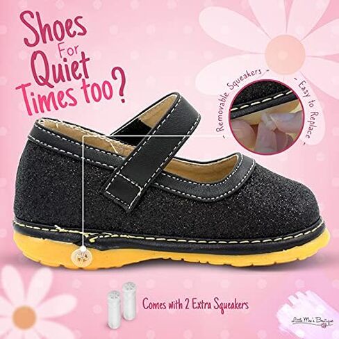 حذاء ماري جين من ليتل ماي بوتيك للفتيات الصغيرات، حذاء مشي مثالي مع مصدر صرير قابل للإزالة وحزام قابل للتعديل - حذاء بنعل ناعم للفتيات الصغيرات in Kuwait