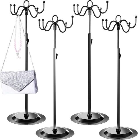 Menkxi 4 Pcs Purse Stands Purse Display Stand Bag Display Stand Wreath Stands for Display Store Display Handbag Stand Metal Purse Holder Adjustable 4 Hook Display Stand for Home Store Counter Retail in Saudi Arabia