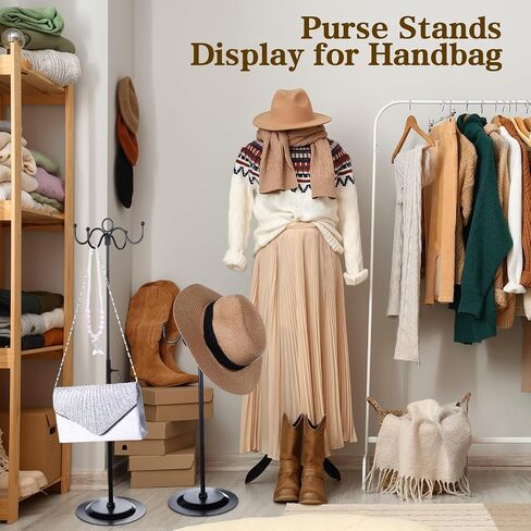 Menkxi 4 Pcs Purse Stands Purse Display Stand Bag Display Stand Wreath Stands for Display Store Display Handbag Stand Metal Purse Holder Adjustable 4 Hook Display Stand for Home Store Counter Retail in Saudi Arabia