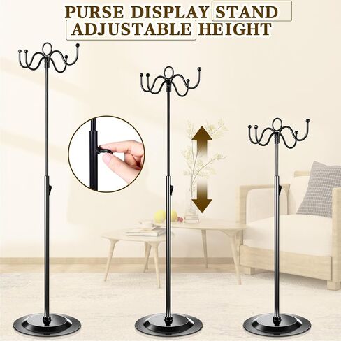 Menkxi 4 Pcs Purse Stands Purse Display Stand Bag Display Stand Wreath Stands for Display Store Display Handbag Stand Metal Purse Holder Adjustable 4 Hook Display Stand for Home Store Counter Retail in Saudi Arabia