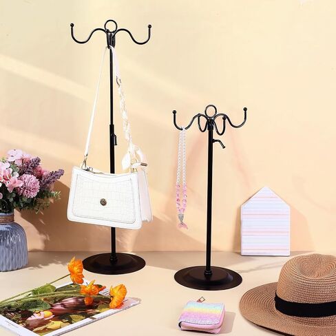 Menkxi 4 Pcs Purse Stands Purse Display Stand Bag Display Stand Wreath Stands for Display Store Display Handbag Stand Metal Purse Holder Adjustable 4 Hook Display Stand for Home Store Counter Retail in Saudi Arabia