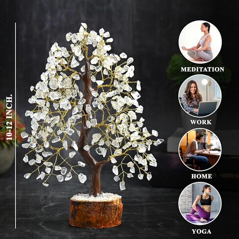 Green Aventurine Gemstone Tree - Chakra Tree of Life - Feng Shui Money Tree , Attract Good Luck - Crystal Tree, Home Decoration Figurine, Spiritual Gift for Wealth & Fortune 10-12" in Kuwait