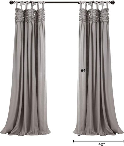 Lush Decor Lydia Curtains Ruffle Window Set for Living, Dining, Bedroom, 84 in L Panel Pair, White in Kuwait