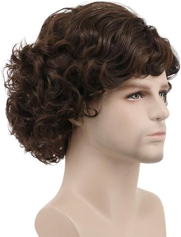 karlery Men's Black Short Fluffy Curly Wig Halloween Cosplay Wig Anime Costume Party Wig in Saudi Arabia