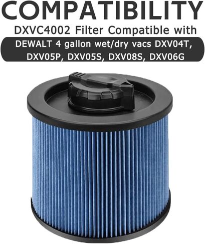 2 Pack DXVC4001 Replacement Filters for DEWALT 4-5 Gallon Wet/Dry Vac Cartridge Filter, Washable & Reusable in Kuwait