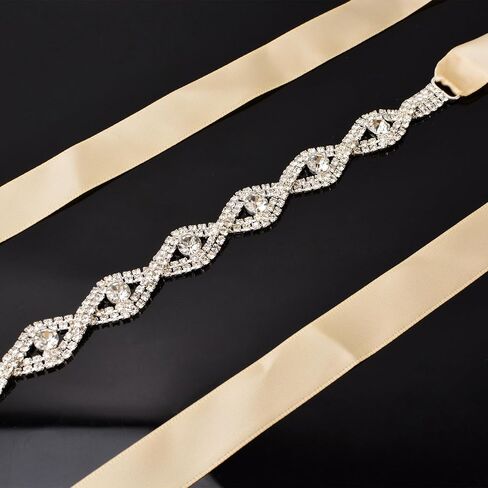 URROMA Crystal Rhinestone Belt Bridesmaid Gown Sash for Women Accessories Dress Matching in Kuwait