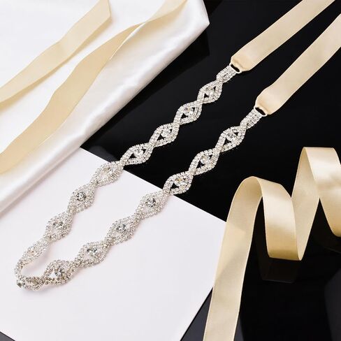 URROMA Crystal Rhinestone Belt Bridesmaid Gown Sash for Women Accessories Dress Matching in Kuwait