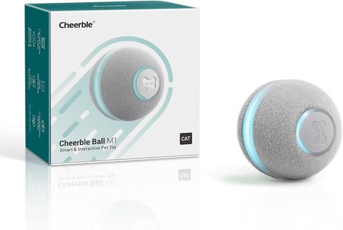 Cheerble Interactive Cat Ball Toy, Automatic Moving Ball Puzzle Toy for Indoor Cat Kitten, Smart Anti-Depression Pet Toy Fun Gift with Light, Red in Saudi Arabia