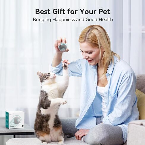 Cheerble Interactive Cat Ball Toy, Automatic Moving Ball Puzzle Toy for Indoor Cat Kitten, Smart Anti-Depression Pet Toy Fun Gift with Light, Red in Saudi Arabia