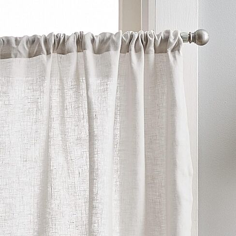 طبقات ستائر المطبخ من الكتان بنسبة 100% من بيري هوم، زوج، أبيض in Kuwait