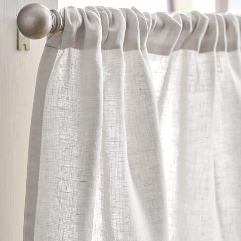 طبقات ستائر المطبخ من الكتان بنسبة 100% من بيري هوم، زوج، أبيض in Kuwait