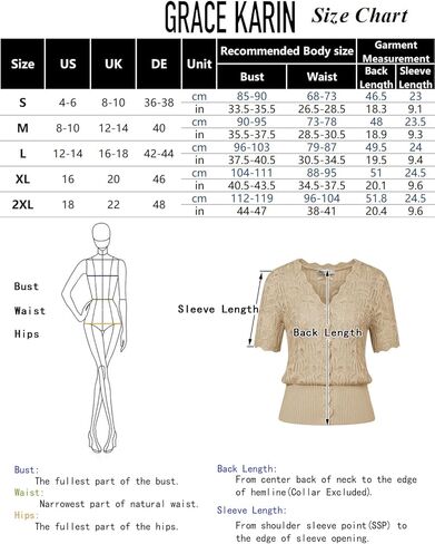سترة نسائية صيفية بأكمام قصيرة من GRACE KARIN سترات محبوكة خفيفة الوزن وفتحة رقبة على شكل حرف V بوليرو بأزرار سفلية in Kuwait