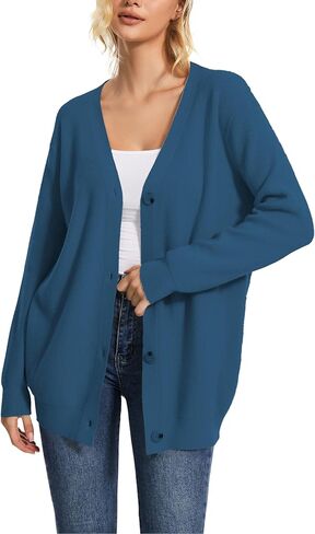 Women's Long Sleeve Button Down Classic Chunky Cardigan Knit Open Front Sweater in Kuwait