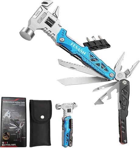 Fesasn Multi Tool Hammer/Multitool Hammer for Survival,16 in 1 Adjustable Wrench/Multitools Pliers Survival Camping Gear Gadgets Hiking Outdoor,Home DIY Use in Kuwait