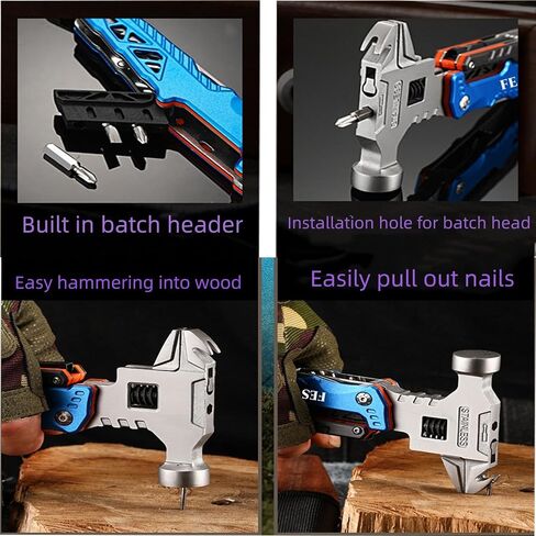 Fesasn Multi Tool Hammer/Multitool Hammer for Survival,16 in 1 Adjustable Wrench/Multitools Pliers Survival Camping Gear Gadgets Hiking Outdoor,Home DIY Use in Kuwait