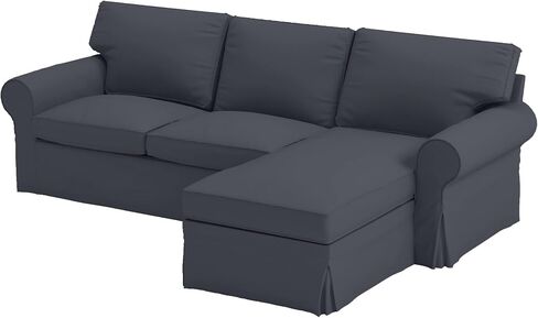 Slipcover Only! Heavy Cotton Ektorp Loveseat Chaise 4 Seat Sofa Cover Compatible for IKEA Sectional Corner Sofa (Light Gray Chaise) in Saudi Arabia