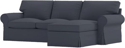 Slipcover Only! Heavy Cotton Ektorp Loveseat Chaise 4 Seat Sofa Cover Compatible for IKEA Sectional Corner Sofa (Light Gray Chaise) in Saudi Arabia