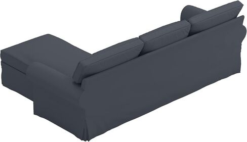 Slipcover Only! Heavy Cotton Ektorp Loveseat Chaise 4 Seat Sofa Cover Compatible for IKEA Sectional Corner Sofa (Light Gray Chaise) in Saudi Arabia