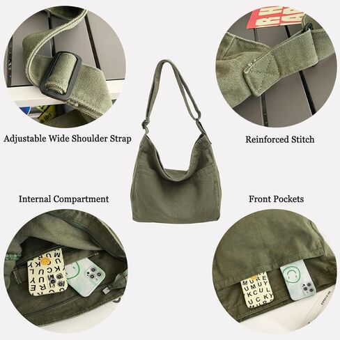 حقيبة حمل من القماش من GOQUFOY للنساء للجنسين، حقائب يد نسائية عبر الجسم، حقيبة كتف هوبو للفتيات المراهقات in Kuwait